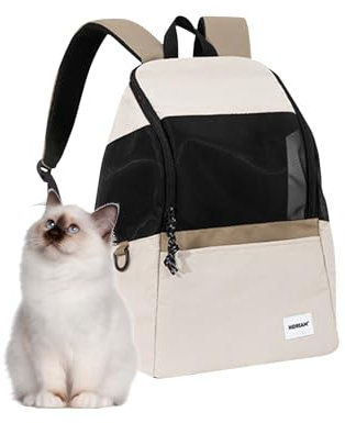 Galatée Haustier -Rucksack, Rucksack Für Katzenbeutel, Geeignet Für Mittlere Katzen Und Kleine Hunde, Tragbarer Atmungsaktiver Katzenrucksack Für Reisen, Wandern, Außengebrauch(Braun)