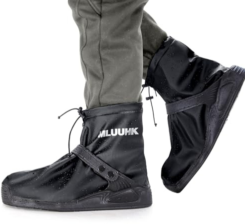 MLUUHK Waterproof Boot Covers, Reusable Rain Shoe Covers Non-Slip Waterproof Shoes Boots for Outdoor Cycling Camping Fishing Travel (Black, L)