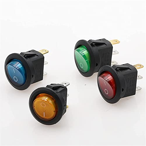 Wippschalter 1 Stück 20 mm KCD1 LED-Schalter 20 A 12 V Lichtschalter Auto-Tastenbeleuchtung EIN / 3-poliger runder Wippschalter elektronischer Schalter (Color : Blue, Size : 12V)