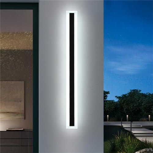 Moderne LED Lang Wandleuchter Dimmbar mit Fernbedienung Wandlampe Außen Innen Lichter Balcon Garten Außenwandleuchte IP67 Wohnzimmer Badezimmer Garage Außenlampe (Warmes Licht,80CM)