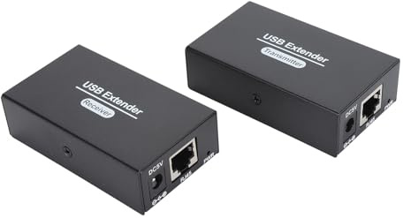Estensore USB 2.0, 4 Porte su Rete Cat5e Cat6 Cat7 Fino a 120 Metri, Estensione LAN Ethernet, Compatibile con Windows macOS Android Linux, Alimentatore Europeo