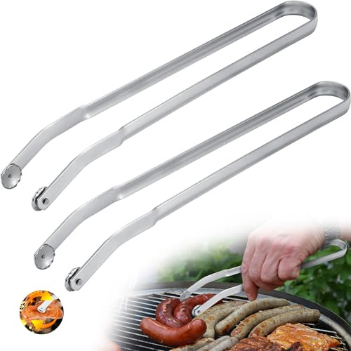 Generisk 2024 BBQ Korv Vändtänger i Rostfritt Stål - 1/2/3 st Kökstänger för Matlagning Med Långt Handtag Grilltång för att Vrida Bacon, Biff, Kött, Grönsaker (2 st)