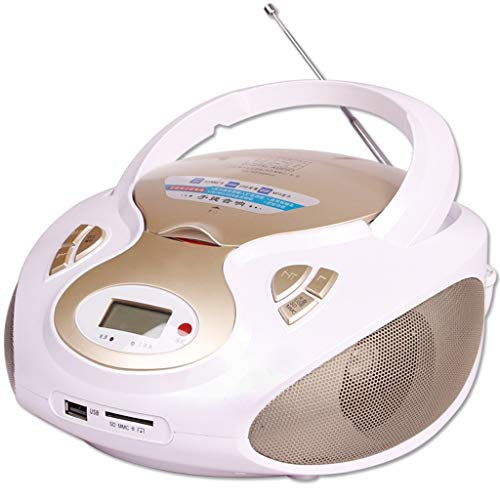 Player Boombox Player CD Portatile con Bluetooth, Radio FM, Riproduzione USB MP3, Ingresso AUX da 3,5 mm, Jack per Cuffie, Display a LED Macchina di apprendimento CD(Gold)