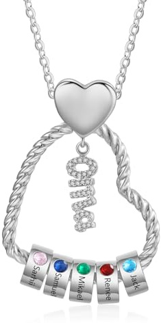 Wamantic Personalisierte OMA Kette Damen mit 1–5 Namen Halskette Anhänger Damen Schmuck Mutter Tochter Geschenk für Frauen Mama Oma Muttertag Zum Geburtstag Weihnachten
