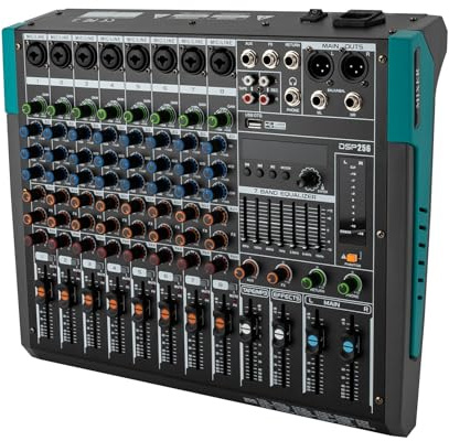 Professional Audio Mischpult 8-Kanal, Audio Mixer Soundboard Console Desk System Interface USB Bluetooth MP3 Computer Input 48V Phantomspeisung Built-in 256 Reverb Effect