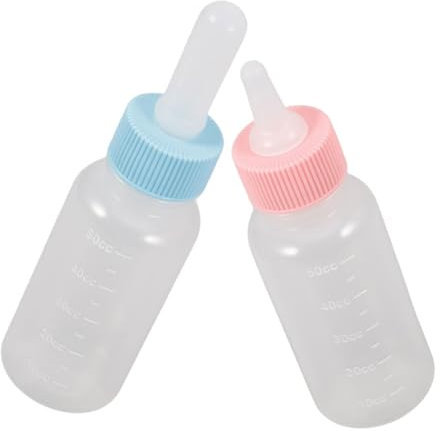 BUGUUYO 2 Stück-Pack Welpen Und Kätzchen Milchflaschen Aus Strapazierfähigem Silikon 50ml Für Kleintiere Ziegen Und Lämmer Fütterungsszene Haustieraufzucht
