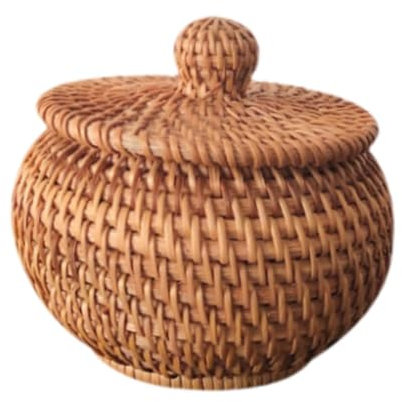 SiaBiced Rattankorb-Box mit Deckel, Weidenkorb, Mehrzweck-Behälter für Küchen-/Eingangsbereichsregal, Krug