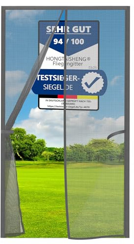 HONGTAISHENG Moustiquaire Fenetre Magnetique, 80x215cm, Gris, Fermeture Automatique, Moustiquaire Baie Vitree Coulissante pour Porte Exterieur, Balcons, Caves
