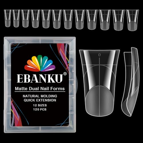 EBANKU 120PCS Poly Gel Nagelformer, Återanvändbara Dual Forms för Polygel Duck Shape Nagelform Akryl Nagelförlängningsverktyg för Hemsalong Nagelmanikyr,12 Storlekar