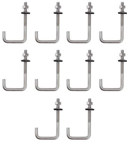 Perno de anclaje para techo, M6 x 40 x 100 mm, en acero inoxidable 304, gancho en J, gancho de pared, ganchos de vástago largo, con tuerca hexagonal, tornillos de anclaje para hormigón, 10 piezas