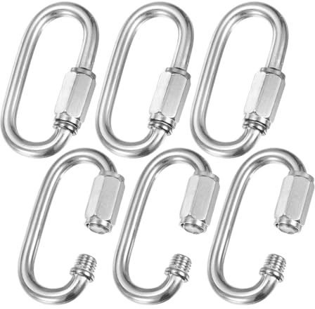 M METERXITY Quick Chain Link Connector, Stainless Steel D-Shape Locking Repair Chain Links for Swing/Camping/Hiking/Backpack, Twist Key Ring Screw Chain Link [Silver]