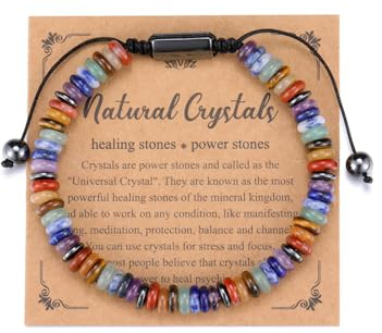 PiercingJak Chakra Armband Echte Steine Heilsteine Armbänder für Herren Damen Perlenarmband Bunte Kristall Edelstein Glücksarmband Healing Reiki Energietherapie Schmuck Unisex