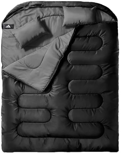 MEREZA Sacs de Couchage XL pour Hommes Sac de Couchage Double pour Adultes Sac de Couchage Large pour le Camping Grand et Grand Sacs de Couchage pour 2 Personnes Sac de Couchage Taille King Chaud