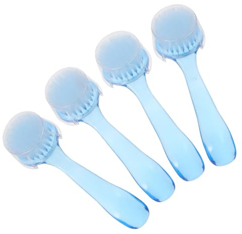 SOPOTUTU Brosse à Ongles Nettoyante 4 Pièces Petite Taille Nylon Manche Ergonomique pour Manucure Maison et Spa Ongles Visage Bleu