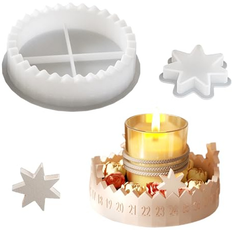 CUVZORA Gießformen Silikon Adventskran, Kreative Weihnachtsdekoration, Gießformen Silikon Weihnachten, ideale Gießform Adventskranz für Kerzen aus Gips, Einzigartige Kreationen