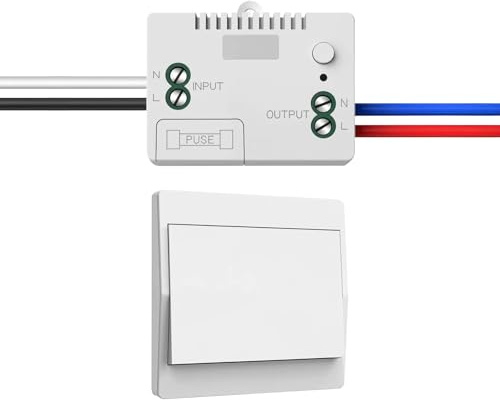 230V Funk Lichtschalter Set – Selbstversorgender Funkschalter ohne Batterie, wasserdichter drahtloser Wandschalter mit Empfänger, Reichweite bis 200 m, einfache Installation, langlebig, (Non-dimmable)
