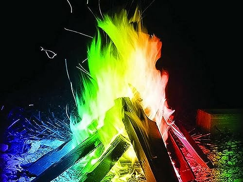 12 Magic Powder Fire Coloured Bonfire Neon Flames Sachet Mystical Camping Happy Pit Glow Log Burner