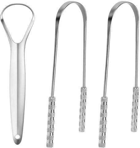 Zungenschaber Edelstahl, Tongue Scraper mit 2 U-förmigen Zungenreinigern, für Mundhygiene und frischen Atem, 20 cm x 15 cm x 1,5 cm