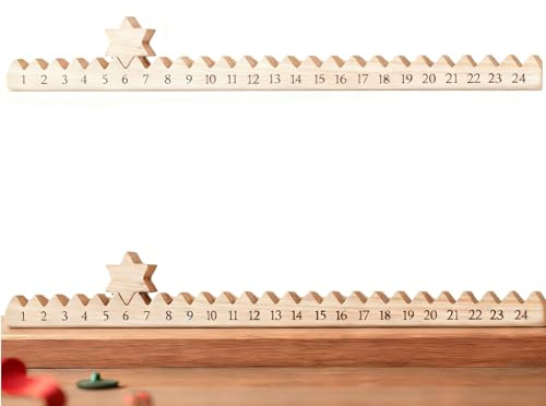 2 Stück Adventskalender Holzleiste Mit Stern 17,7 Zoll, 24 Tage Holz Adventskalender Mit Abnehmbaren Sternmarkierungen Zum Befüllen Kinder 2025, Weiterrücken Deko- Frauen Männer