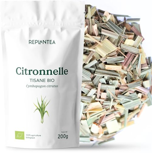 REPLANTEA Infusion de Citronnelle Bio (Lemongrass) 200g | Tisane Citronnée Rafraîchissante et Digestive | Ingrédient Détox Naturel | Cymbopogon Citratus en Vrac