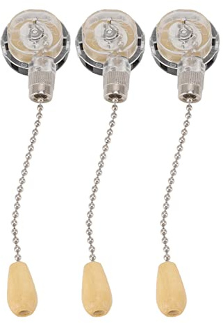 Acouto 3 Piezas Interruptor de Lámpara de Ventilador de Techo Reemplazo a Prueba de Herrumbre Interruptor de Cadena de Tracción de Luz de Techo 250 V 125 V Use Suavemente la Cadena o FÁCIL con (Cromo)