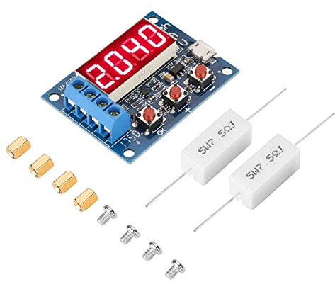 SIXRUN Batterie-Kapazitätsmesser, Li-Ion Blei-Säure-Batterie Entlade-Tester-Analysator mit LED-Anzeige für 1,2-12V Batterietests