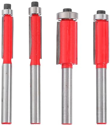 GALPADA Set 4 Frese per Rifinitura a Filo Cuscinetto, Punte per Intaglio Legno in Lega ad Alta Durezza, Accessori Compatte per Fresatrici, Strumenti di Rifilatura Professionali e Fai da