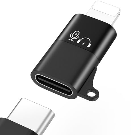 MoKo for DJI Mic Mini USB C to Lightning Audio Adapter for iPhone, 1 Pack | Support Music Playback & Charging, Not for DJI Mobile Receiver & Phone Calls, For iPhone 14/13/12/11/USB-C EarPods, Black