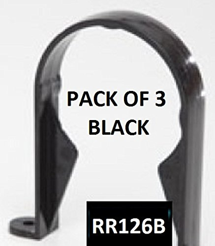 EEZY Plumbing Pack - 3 (Three) X RR126b Black Genuine POLYPIPE Stand Off Pipe Clip/Saddle Bracket for 68mm Round downpipe