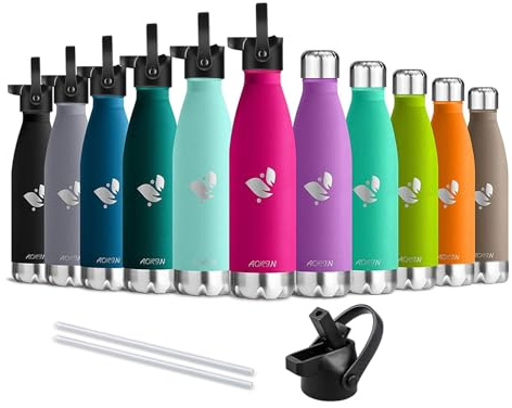 AORIN Vakuum-Isolierte Trinkflasche - Wasserflasche BPA-Frei,24 H Kühlen & 12 H Warmhalten，Ideale Thermosflasche für Kinder, Schule, Sport, Outdoor, Fahrrad, Fitness