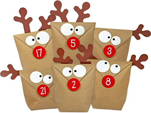 DIY Adventskalender Elch zum Basteln und Befüllen - alle Teile gestanzt - inkl. Klebematerial - wiederverwendbar
