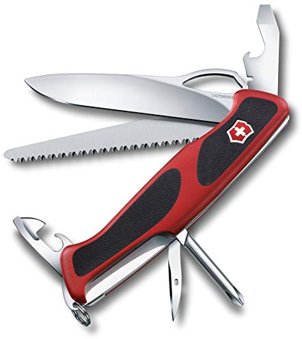 Victorinox, coltellino svizzero Ranger Grip 78, 12 funzioni, lama bloccabile a una mano, colore rosso/nero B1