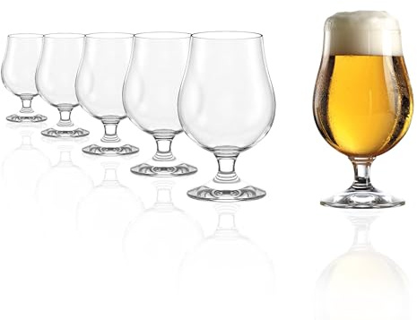 Stölzle Lausitz Berlin Beer Glasses Set of 6 x 13 oz – Elegant Crystal Beer Snifters for Pils and Craft Beer – Stylish German-Made Tumblers – Durable Lead-Free Glass – Dishwasher Safe