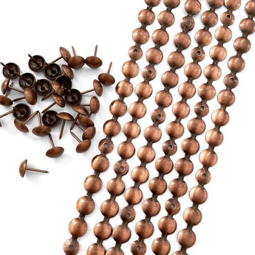 Let's Decorate 5 Meter Polsternägelstreifen, Kupfer, dekorative Nagelstreifen, Sofaborten, Bänder, Innenbereich, Garten, Stuhl, Reißzwecken, passende Reißzwecken (11 mm Kupfer)