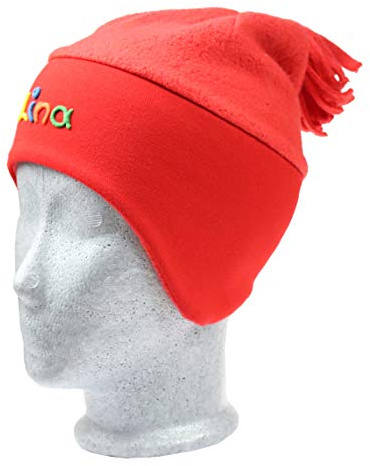 Norwegermütze Mädchen mit Namen Rot - Personalisierte Mütze für Kinder Winter - Kindermütze Babymütze Babyhaube Wintermütze mit Wunschbeschriftung
