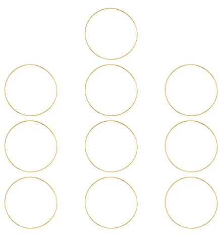 Toyvian Traumfänger Ringe Metall Makramee Ring Golden Rund Metallringe 20cm 10 Stück Drahtring DIY Basteln Kranz Rahmen Handwerk Material Festival Party Dekoration