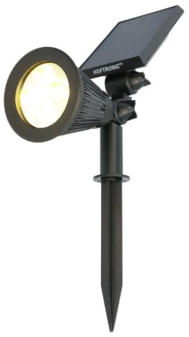 HOFTRONIC - Solar Gartenstrahler mit Bewegungsmelder IP65 Wasserdicht LED Solarlampen für Außen Solarleuchte mit Erdspieß Solar Strahler Wintersolar Solarpanel Warmweiß Garten Solarstrahler