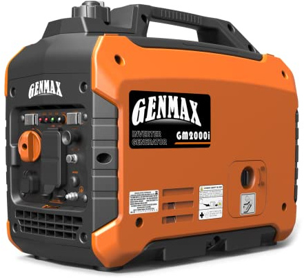 GENMAX Portable Generator, 2000W Ultra Quiet Gas Engine, EPA Compliant, Eco Mode Function, Ultra Light, Suitable for Backup Home and Camping(GM2000i)