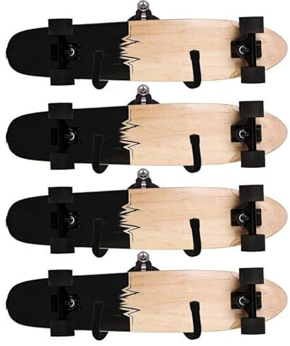 AUXPhome Skateboard-Wandregal Aufbewahrung, hält 4 Bretter, Longboard Wand Display Werkzeug Rack, Deck Display Wand Mount Hanger Rack Home and Garage Skateboard Storage Hanger