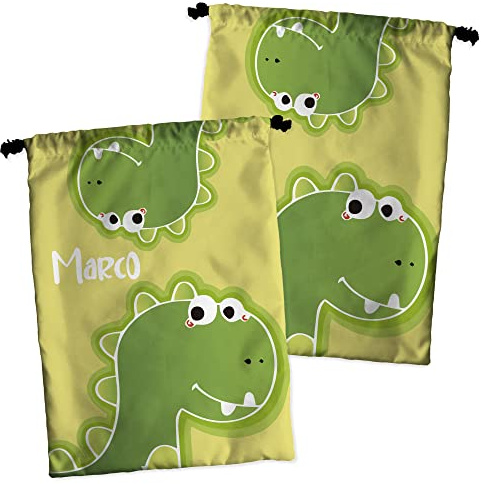 LolaPix Borsa Dinosauro. Borsa Merenda Personalizzata. Borsa Porta Pranzo Bambini. Per Scuola. Piccola 30x23 cm. Amico di Dino