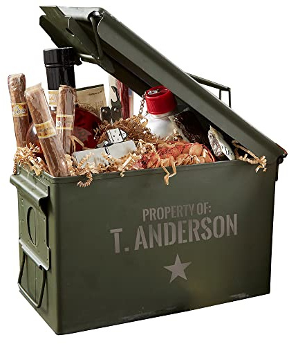 Personalization Universe Authentic Personalized Ammo Box, Genuine Military Surplus, Ideal Gift for Men, Perfect for Ammo Storage, Customizable with Name and Text, 50 Cal Ammo Can