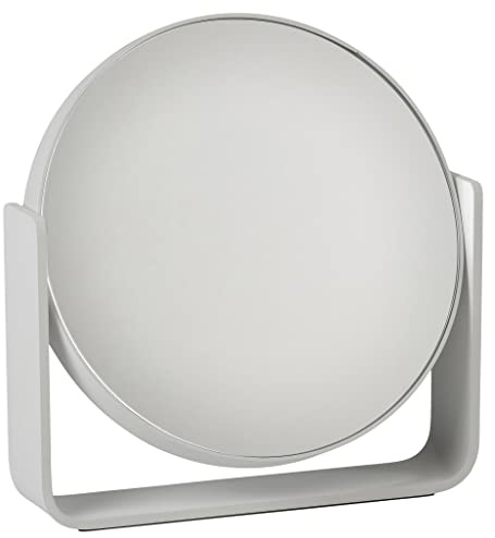 Zone Denmark Ume Tischspiegel, Kosmetikspiegel mit Vergrößerung 5-Fach, Durchm. 19 cm, Höhe 19,5 cm, Soft Grey (Grau)