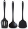 Utensilios Cocina de Silicona,Osuter Espátula y Cuchara de Silicona Antiadherente Juego de Espátulas de Silicona para Cocina y Horneado (Negro)