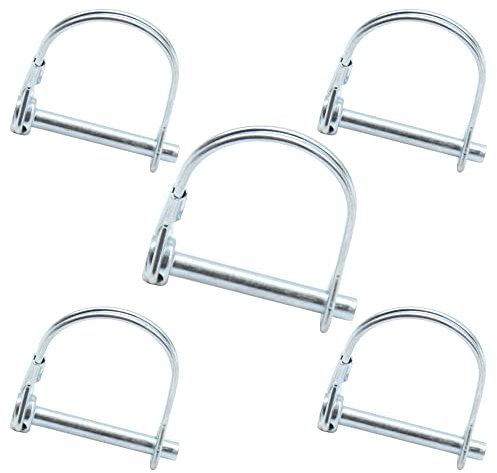 CEEYSEE 5Pcs Shaft Locking Pin 6mm Trailers Lock Hitch Lock Pin Zinc Plated Carbon Steel Round Loop Safety Wire Lock Pin Length 45mm for Farm Trailers Trolley Wagons Lawn Garden Towing (KD.M6 X 45mm)