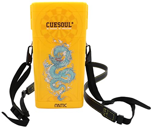 CUESOUL ANTIE Hard Dart Case, Hält 6 Steeldarts/Soft Tip Darts und zusätzliches Zubehör, mit Vier mythologischen Symbolen, langlebig