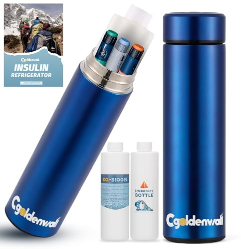 CGOLDENWALL 40H Insulin-Kühlbox Reisekoffer für 2-8℃ Isolierte Medizin Kühltasche Kompakt für Diabetiker Tragbare medizinische Kühlbox TSA-zugelassen mit 2 Eispacks und Pen-Beutel