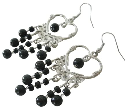 Heart Earrings, handmade jewelry victorian art deco edwardian art nouveau gothic