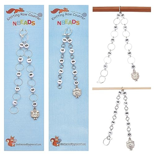 NBEADS 2 Pieza 2 Estilos de Cadenas de Contador de Hileras para Tejer con Dijes de Ovejas, 0~9 Marcador de Punto de Número, Cuentas Acrílicas, para Tejer, Coser, Acolchar, Joyería Hecha A Mano