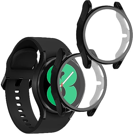 kwmobile Carcasa Compatible con Samsung Galaxy Watch 4 (40mm) Funda - 2X Protector Pantalla Completo - Ultrafino y antigolpes - Negro/Negro