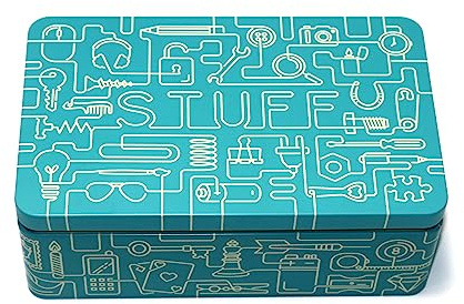 TINIT Stuff Tin - Man Tin Miscellaneous Storage Box (Turquoise/Cream)